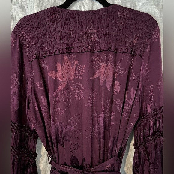 NWT Anthropologie Wrap Dress Eggplant Purple Color Women’s Sizes Med And Small - Picture 6 of 11